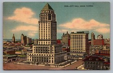 Miami FL City Hall Downtown Bird's Eye View Buildings Florida Postcard Vtg E1 picture