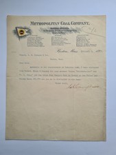 1899 Metropolitan Coal Company Letter – Boston Industrial Shipping Contract picture