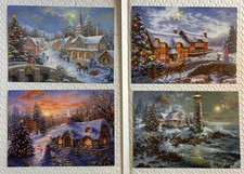 VTG 4 LOT Nicky Boehme Christmas Cards Winter Cottage Church Lighthouse NEW+ENV picture