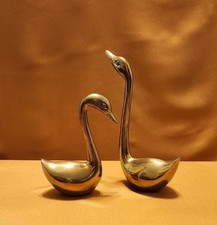 Vintage Pair of Brass Swan Figurines picture