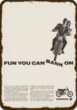 1964 YAMAHA YG-1 MOTORCYCLE Vintage Look DECORATIVE METAL SIGN FUN YOU CAN BANK  picture