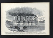 Leslie Civil War Print Negley's Pennsylvania Brigade Steamboats on Ohio River picture