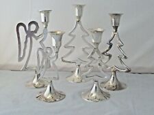 SILVERPLATE CHRISTMAS TREE & ANGEL CANDLEHOLDERS by INTERNATIONAL SILVER picture