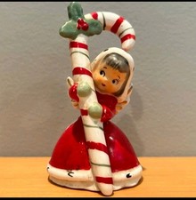 Napco 1956 Christmas Candy Cane Angel Bell Black Hair Girl Kitsch Japan 3BX2392 picture