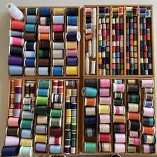 Huge Lot Of 300+ Estate Sewing Thread Spools Colors White Black Crafting picture
