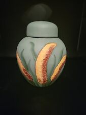 Green Ginger Jar With Painted Cattails picture