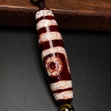 Rare Tibetan Buddhism Agate 2 Eyes Totem Dzi Bead Amulet Necklace Pendant G1710 picture