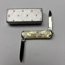 Vintage Budweiser King of Beers 2 Blade Pocket Knife With Box Looks unused  picture