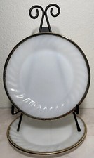 Anchor Hocking Fire King 3 Luncheon Plates Swirl 7 In Gold Rim 1950s picture