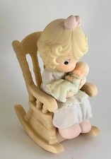 Precious Moments New Mom On Rocking Chair with Adorable Baby picture