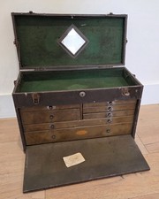 Vintage Dunlap Machinist Tool Box w/ 7 COPPER Drawers, chest VERY GOOD WORKING picture