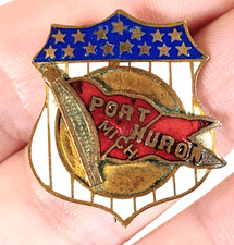 Vintage 1920s Port Huron Michigan Yacht Club Maritime Pin Enamel Bastian Bros picture