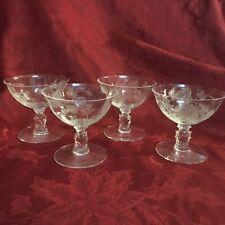 Heisey Rose Etched Elegant Glass Sherberts Set of 4 picture