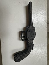 Antique Cast Iron Boot Jack American Bull Dog Gun Pistol Shaped Western Decor picture