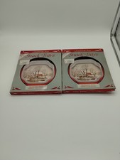 Giftco Currier & Ives Metal Snack Trays - Set of 8 - THE FARM IN WINTER - 7x6” picture