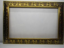Vtg Large Wide Wood Ornate Gold Gilt Art Frame Fits 20 X 32 Measures 28 X 39 3/4 picture