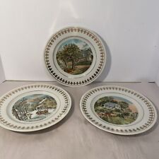 Set of 3   Currier and Ives Four Seasons Plates Winter Summer Fall /Japan/decor picture