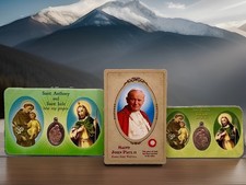 ST. ANTHONY | ST. JUDE Laminated Holy Prayer Cards with Bronze-Toned Medal Lot 3 picture