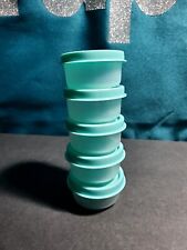 Tupperware Smidgets 1 oz. Mini Bowls Set of 5 new sheer clear base teal seal picture