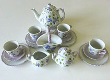 Andrea by Sadek Floral Porcelain Childs Violet Tea Set 18 pieces picture