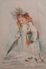 1880s-90s Victorian SCHOOLGIRL Chromolithograph 7.5