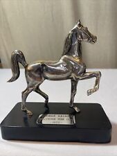 Vintage Brass Horse Statue on Marble Base George Haines Hollywood Turf Club 1972 picture