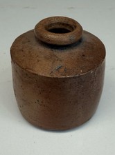 Antique 1800s Stoneware Ink Well Brown Glazed Pottery Civil War Era Dug MN 2” picture