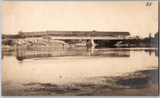 Antique c1907 RPPC Postcard Androscoggin River Railroad Covered Bridge Bethel ME picture