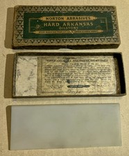 Vintage Norton Abrasives Hard Arkansas Oilstone | HS5 Round Edge Slip picture