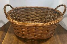 Vintage Wicker Basket w Handles Oval Gathering Basket Decoration Storage 17x12 picture