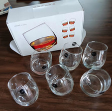 VTG SAGAFORM ROCKING WHISKEY GLASSES SET OF 6 ROUND BOTTOM TILT WOBBLE COCKTAIL picture
