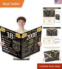 Large 18th Birthday Card With Envelope, Black Gold Happy 18th Birthday Giant ... picture
