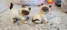 Lot of 2 Vintage Ceramic Porcelain Siamese Cat Figurines From Japan & China picture