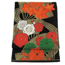 Dojin Nishijin Black Furisode Obi Unused Kimono Belt Vintage Japan picture