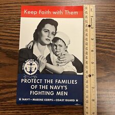 ORIGINAL 5.5 x 8.5” WWII Navy Relief Society Poster Protect the Families Marines picture