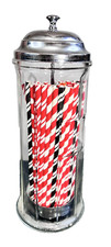 Straw Holder w/Lid Vtg Retro Gemco 11.25