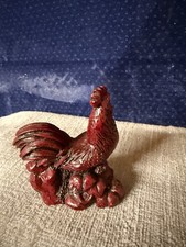 Red Rooster Figurine Gold Accents Farmhouse Country Kitchen Decor picture