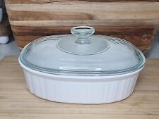 French White Corning Ware 1.8 L Oval Casserole Dish F-12-B w Pyrex Lid F-12-C  picture