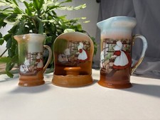 Antique Royal Bayreuth Sunbonnet Babies 3Pc Candleholder and 2 Pitchers Sweeping picture