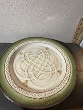 Grasslands Road Irish Blessing Celtic Knot Ceramic Plate Green Cream 11 1/2 picture