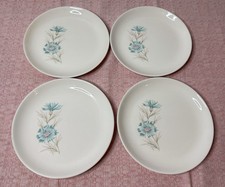 Set Of 4 Vintage Taylor Smith -Ever Yours-Blue Boutonniere Bread Plates 6.75” picture