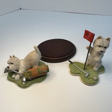 Westie 18th Hole Golfing Figurine Golfer Westie By Peakdale Sculptures England picture