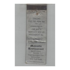 Matchbook Cover 1930s Star Match Co. Majestic Restaurant 1324 Arch Street picture