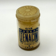 Vintage L.D. Caulk Modern Tenacin Gold Dental Cement Powder Glass Jar 32g picture