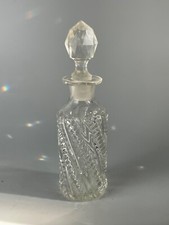 Vintage & Unique 6.5” Crystal Glass Perfume Decanter Bottle w/ Stopper picture