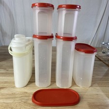 Vintage Tupperware Modular Mates Pantry Storage Set w/Lids Paprika Red 5 Pc Lot picture