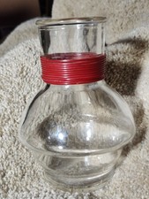 VINTAGE McKEE HOTTLE CLEAR GLASS GLASBAKE CARAFE TEA SERVER RED TRIM NO STOPPER picture