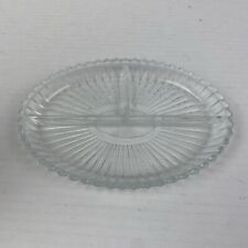 Vintage Clear Relish Nuts Olive Tray Oval Starburst Servingware Divided 3 Part picture