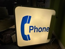 🛑RARE ✅Vintage ✅LARGE ✅Telephone Pay Phone Sign Electric Light Box ✅23