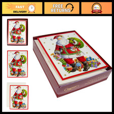 60 Boxed Christmas Cards & Envelopes - Santa Claus Lane Holiday Greeting Cards picture